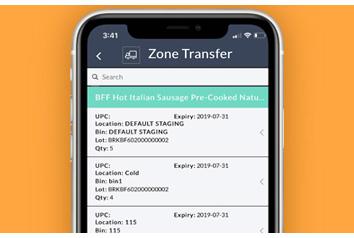 Routeique Inventory Management System (IMS) App Zone Transfer Tool Displayed On Phone