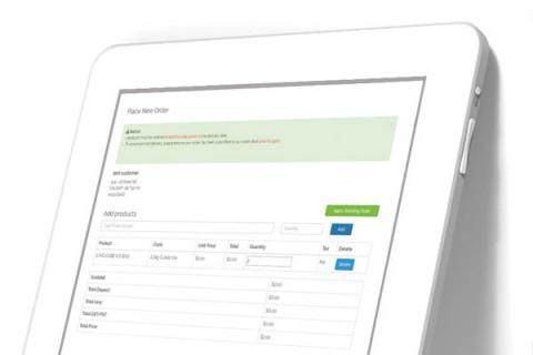 Routeique Order Portal displayed on a white iPad